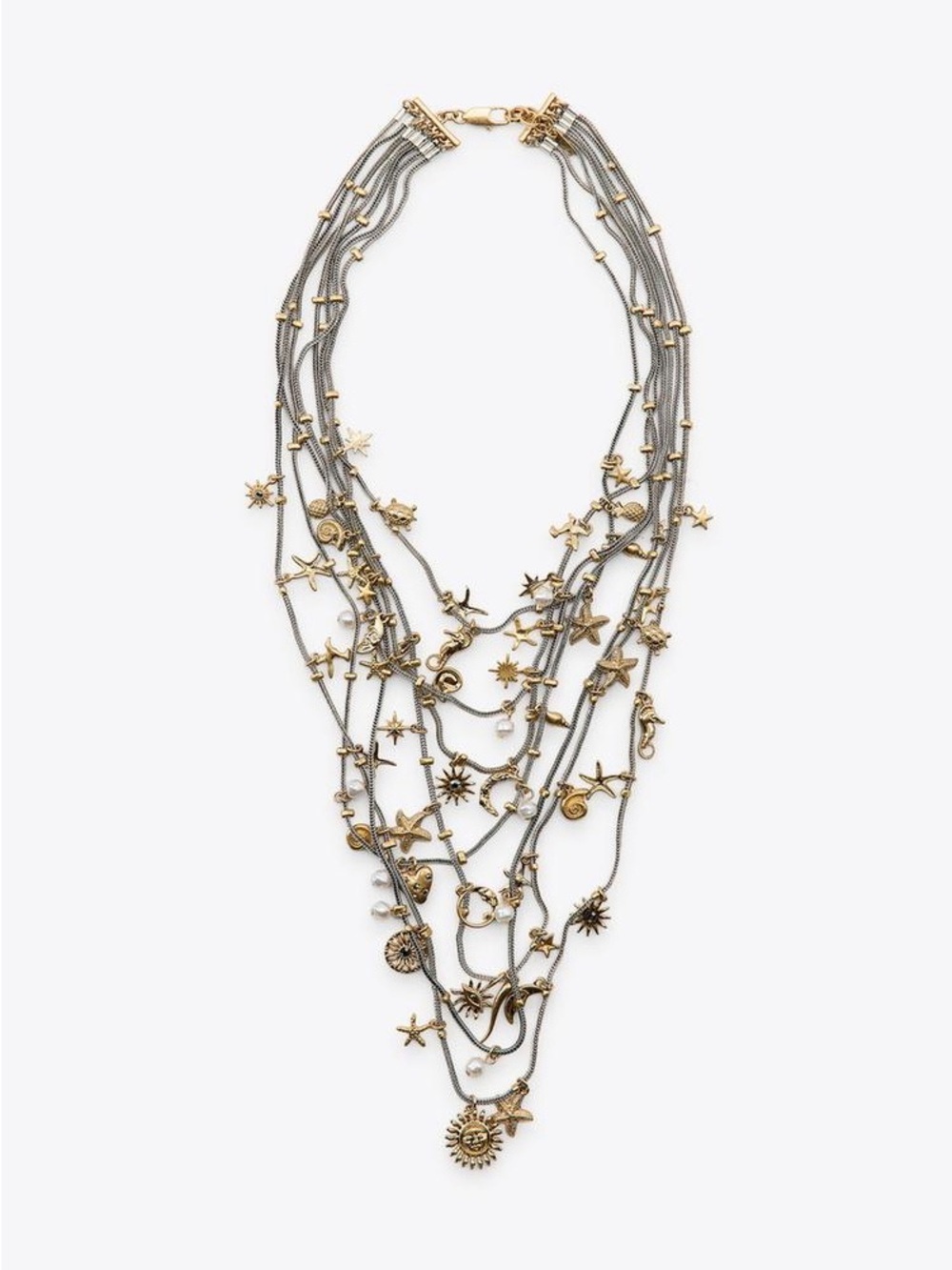 Zara Two-Tone Layered Marine Charm Necklace